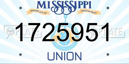 1725951 Mississippi License Plate