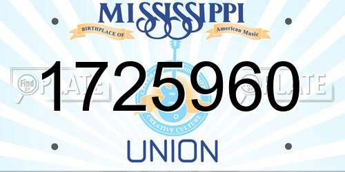 1725960 Mississippi License Plate