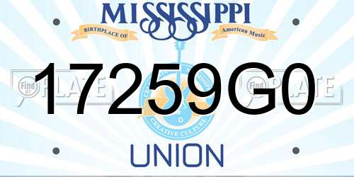 17259G0 Mississippi License Plate