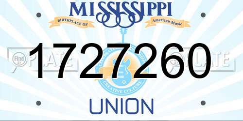 1727260 Mississippi License Plate