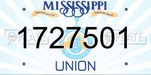 1727501 Mississippi License Plate