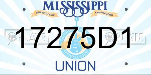 17275D1 Mississippi License Plate