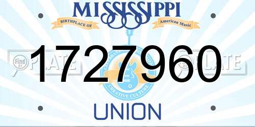 1727960 Mississippi License Plate