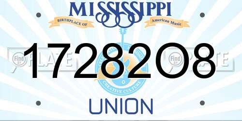 17282O8 Mississippi License Plate