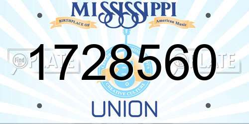 1728560 Mississippi License Plate
