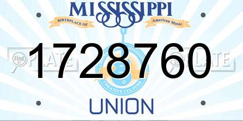 1728760 Mississippi License Plate