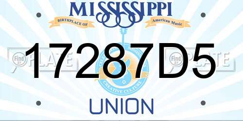 17287D5 Mississippi License Plate