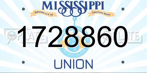 1728860 Mississippi License Plate