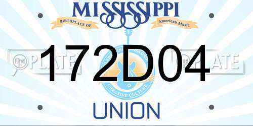 172D04 Mississippi License Plate
