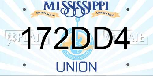 172DD4 Mississippi License Plate