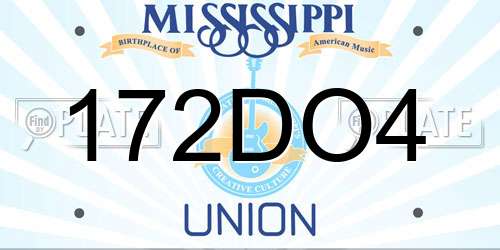172DO4 Mississippi License Plate