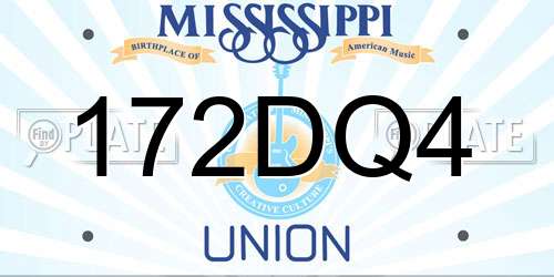 172DQ4 Mississippi License Plate