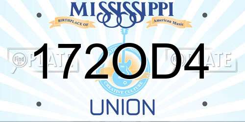 172OD4 Mississippi License Plate