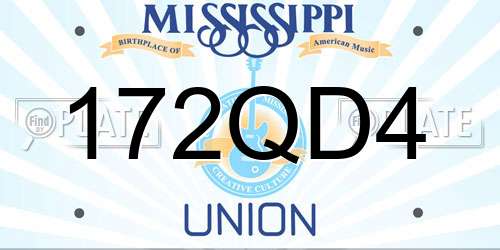 172QD4 Mississippi License Plate