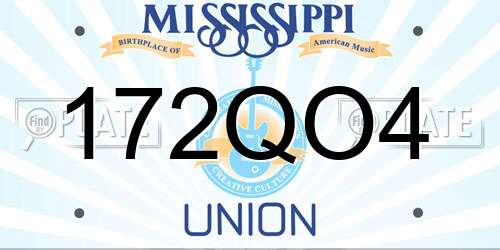 172QO4 Mississippi License Plate