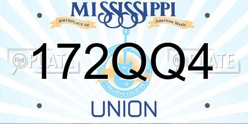 172QQ4 Mississippi License Plate