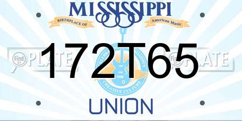 172T65 Mississippi License Plate