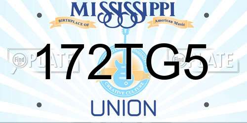 172TG5 Mississippi License Plate