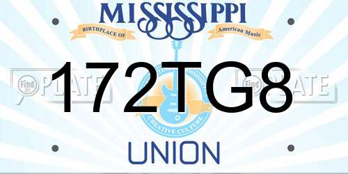 172TG8 Mississippi License Plate