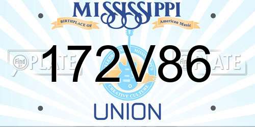 172V86 Mississippi License Plate