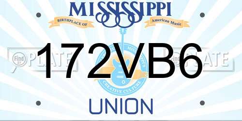 172VB6 Mississippi License Plate
