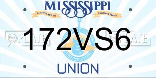 172VS6 Mississippi License Plate