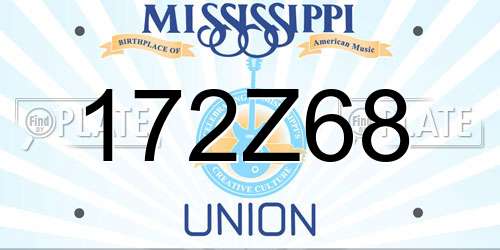 172Z68 Mississippi License Plate