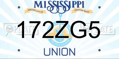 172ZG5 Mississippi License Plate
