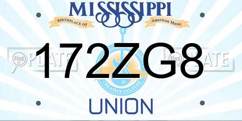172ZG8 Mississippi License Plate