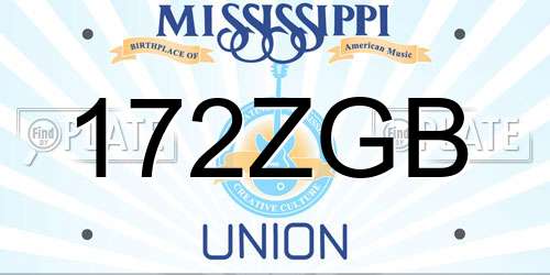 172ZGB Mississippi License Plate
