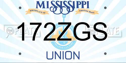 172ZGS Mississippi License Plate