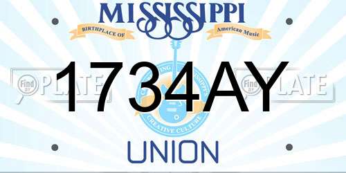 1734AY Mississippi License Plate