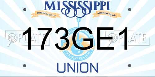 173GE1 Mississippi License Plate