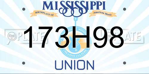 173H98 Mississippi License Plate