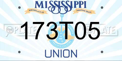 173T05 Mississippi License Plate