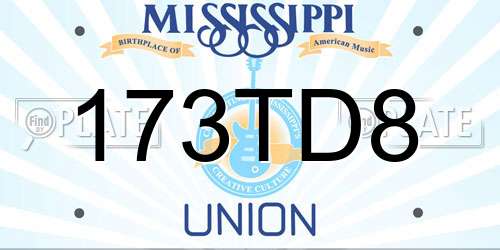 173TD8 Mississippi License Plate