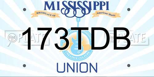 173TDB Mississippi License Plate