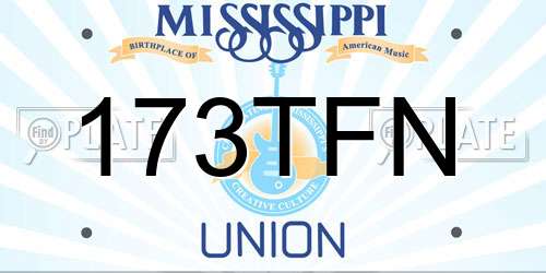 173TFN Mississippi License Plate