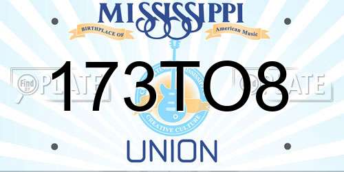 173TO8 Mississippi License Plate