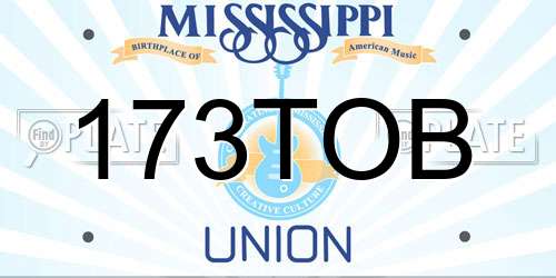 173TOB Mississippi License Plate