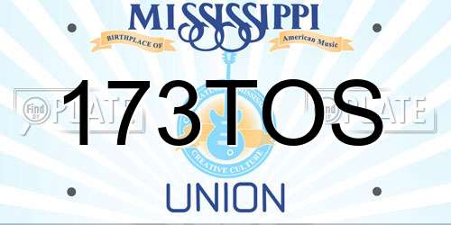 173TOS Mississippi License Plate