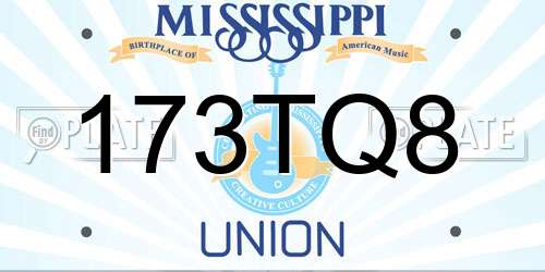 173TQ8 Mississippi License Plate