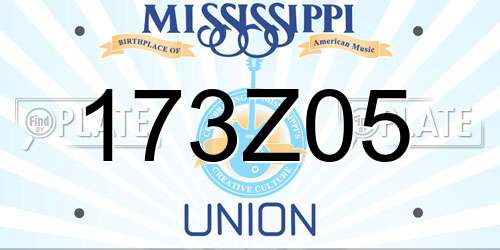 173Z05 Mississippi License Plate