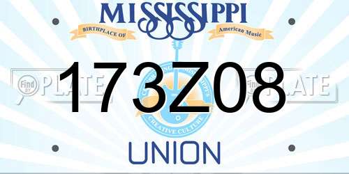 173Z08 Mississippi License Plate