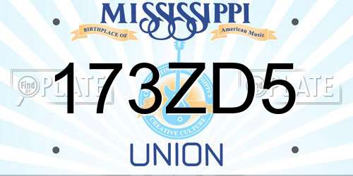 173ZD5 Mississippi License Plate