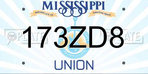 173ZD8 Mississippi License Plate
