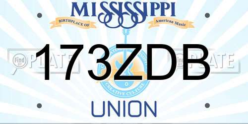 173ZDB Mississippi License Plate