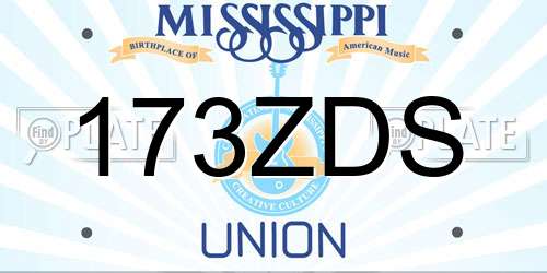 173ZDS Mississippi License Plate