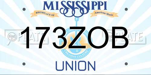 173ZOB Mississippi License Plate
