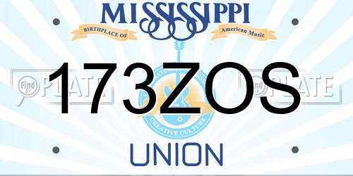 173ZOS Mississippi License Plate